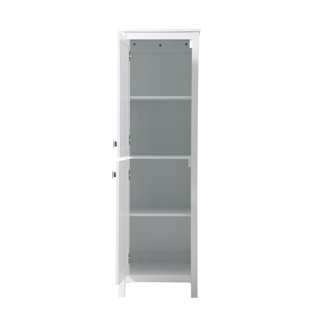 20 Inch Wide Bathroom Linen Storage Freestanding Cabinet In White