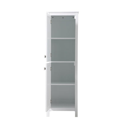 20 Inch Wide Bathroom Linen Storage Freestanding Cabinet In White