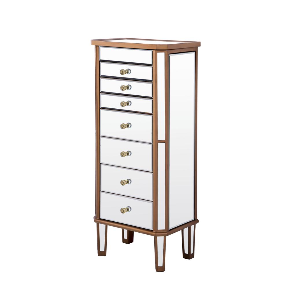 7 Drawer Jewelry Armoire 18 in. x 12 in. x 41 in. in Gold Clear