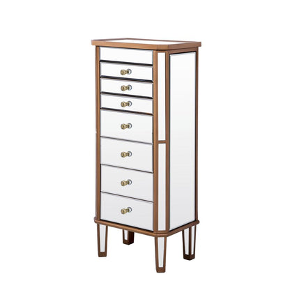 7 Drawer Jewelry Armoire 18 in. x 12 in. x 41 in. in Gold Clear