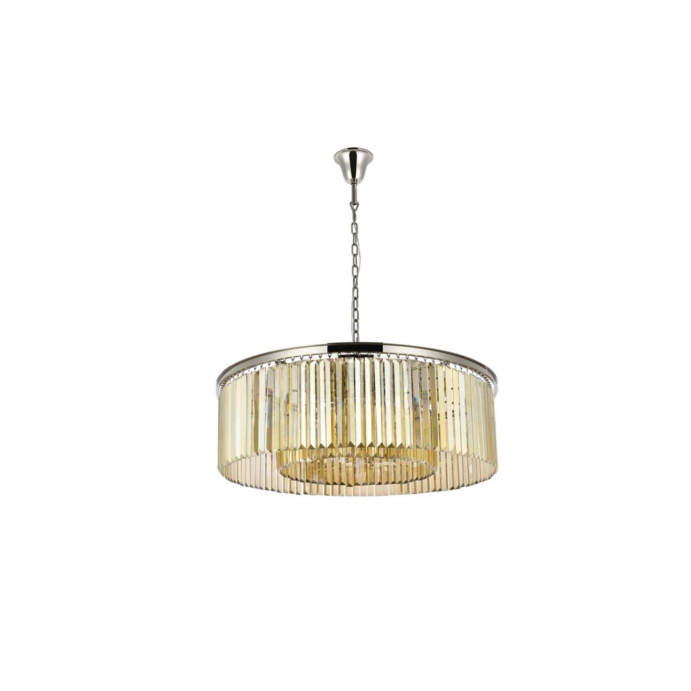 Sydney 10 light polished nickel Chandelier Golden Teak (Smoky) Royal Cut Crystal