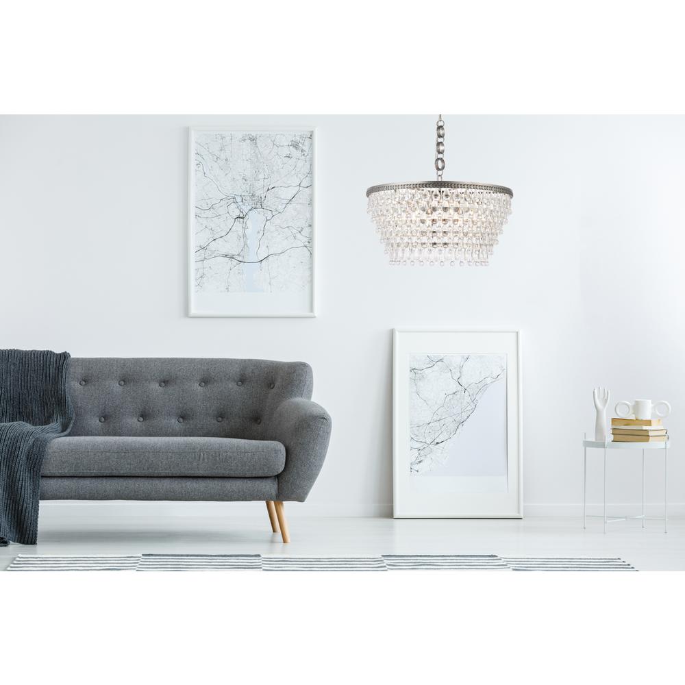 Nordic 6 light antique silver Chandelier Clear Royal Cut Crystal