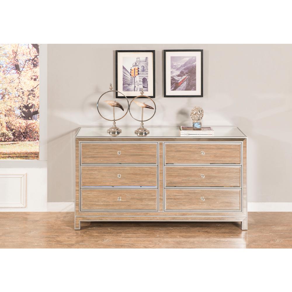 Dresser 6 drawers 60in. W x 18in. D x 32in. H in antique silver paint