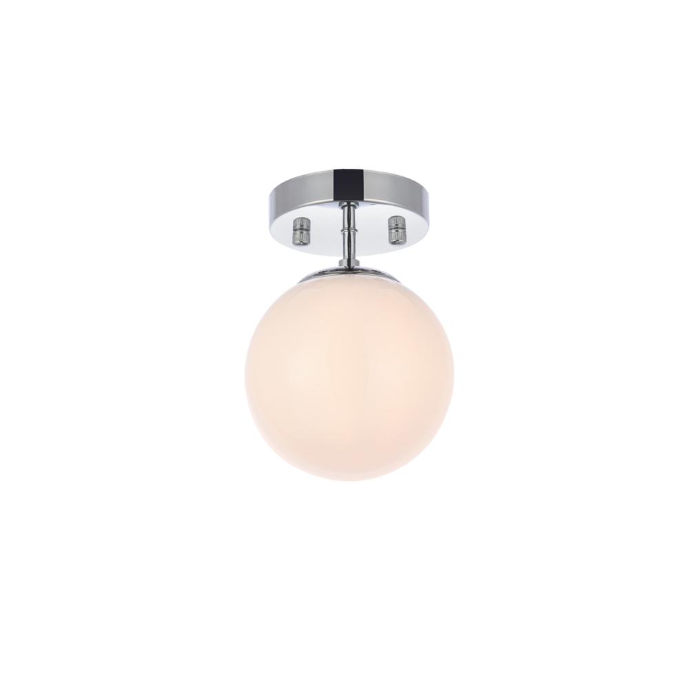 Mimi six inch dual flush mount and bath sconce in chrome with frosted glass