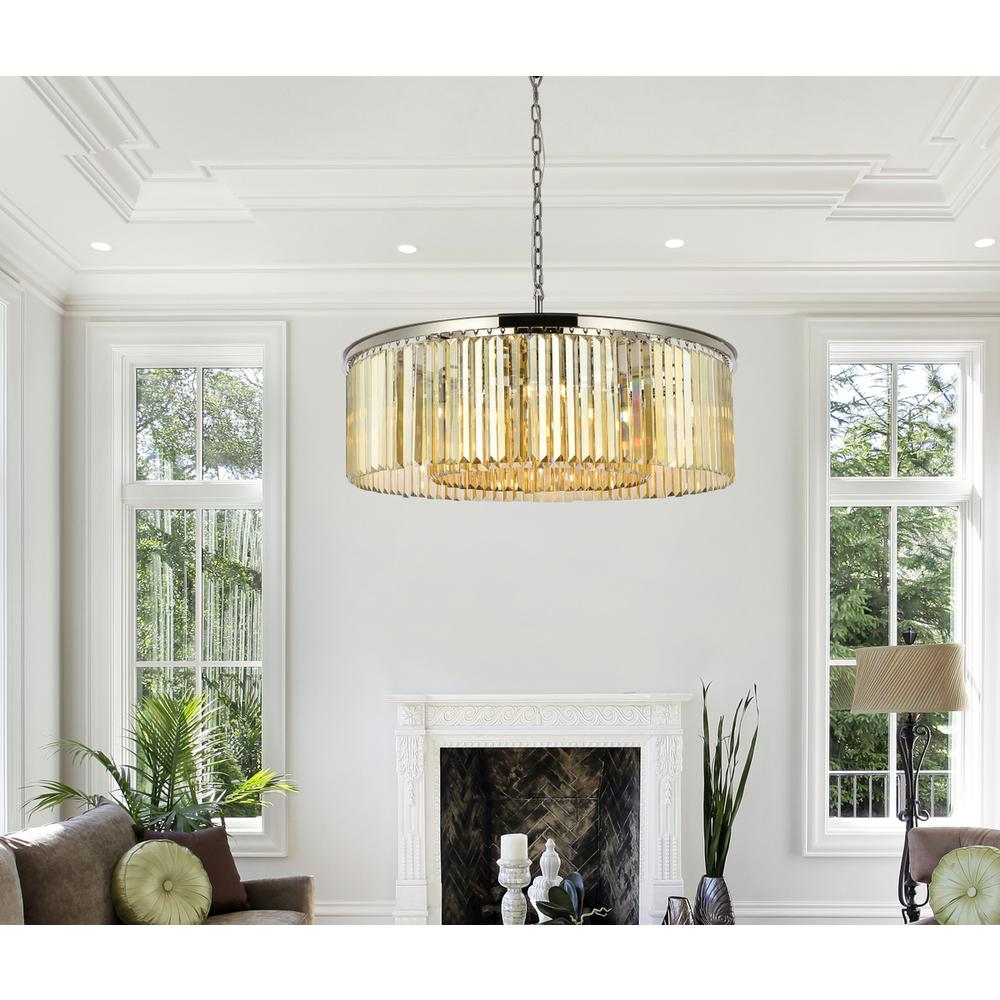 Sydney 10 light polished nickel Chandelier Golden Teak (Smoky) Royal Cut Crystal