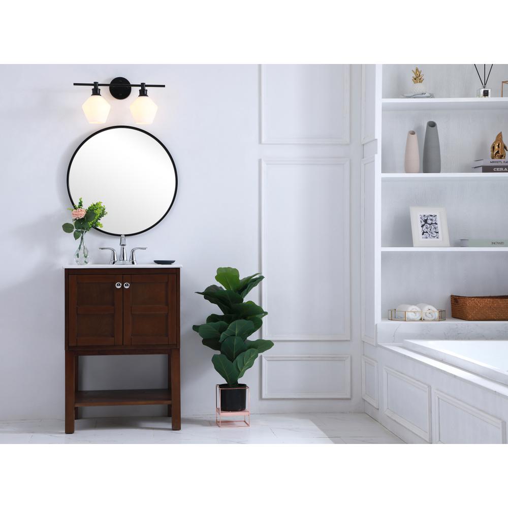 Gene 2 light Black and Frosted white glass Wall sconce