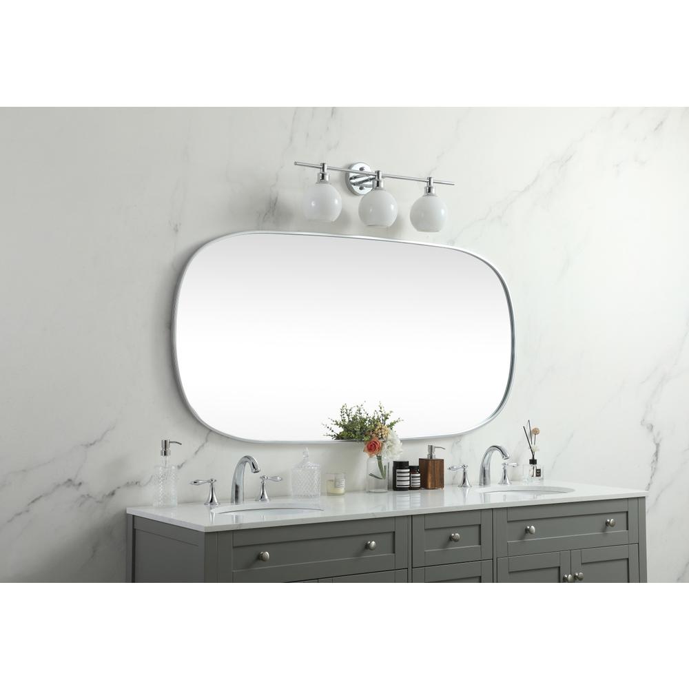 Metal Frame Oval Mirror 30x60 Inch in Silver