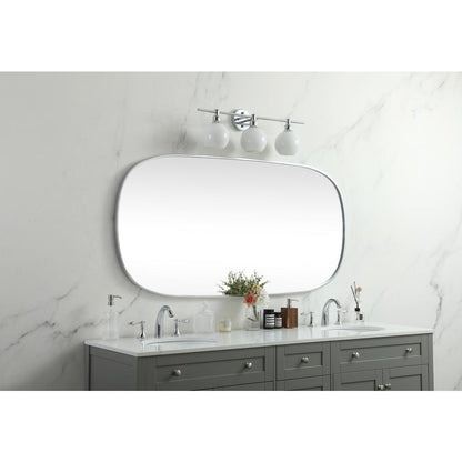 Metal Frame Oval Mirror 30x60 Inch in Silver