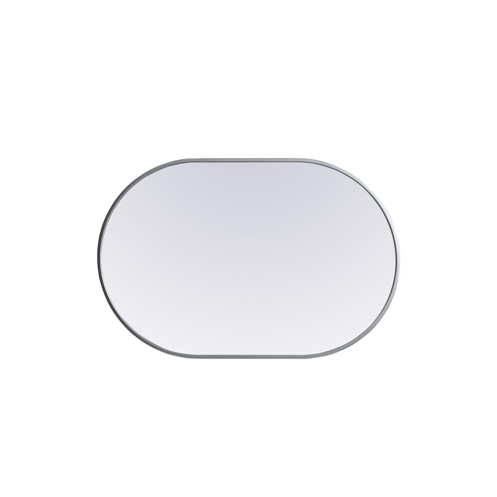 Metal Frame Oval Mirror 24x36 Inch in Silver