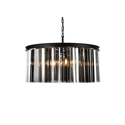 Sydney 8 light Matte Black Chandelier Silver Shade (Grey) Royal Cut Crystal