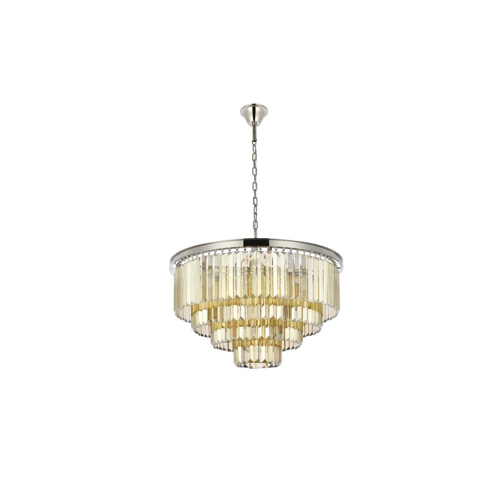 Sydney 17 light polished nickel Chandelier Golden Teak (Smoky) Royal Cut Crystal