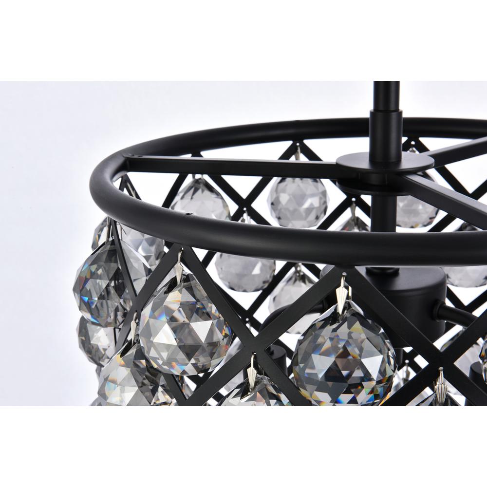 Madison 4 light Matte Black Pendant Silver Shade (Grey) Royal Cut Crystal