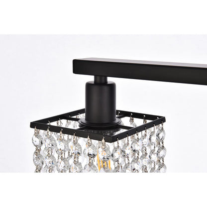 Phineas 4 lights bath sconce in black with clear crystals
