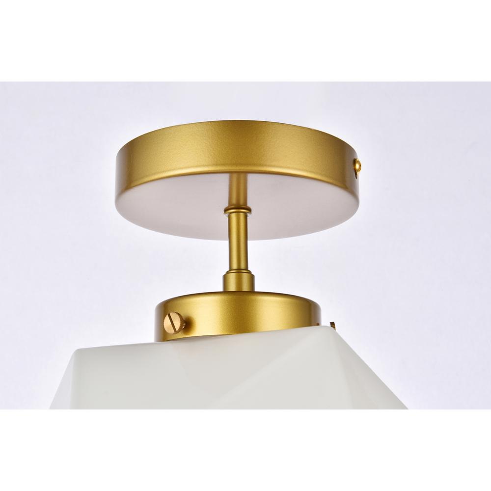 Lawrence 1 light brass and white glass flush mount