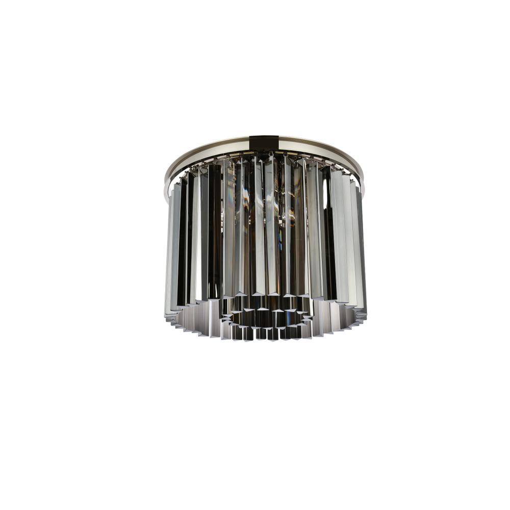Sydney 6 light polished nickel Flush Mount Silver Shade (Grey) Royal Cut Crystal