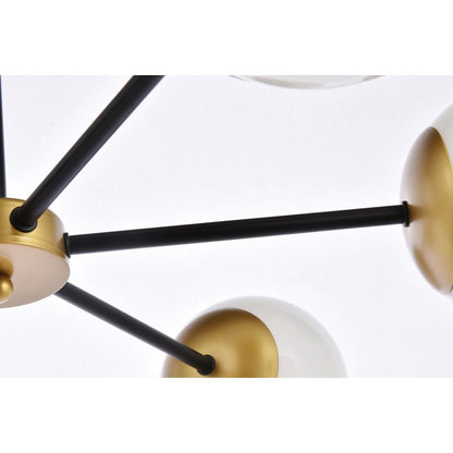 Briggs 30 inch pendant in black and brass with white shade