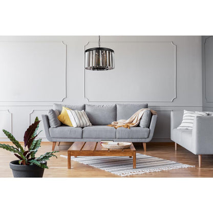 Sydney 8 light Matte Black Chandelier Silver Shade (Grey) Royal Cut Crystal