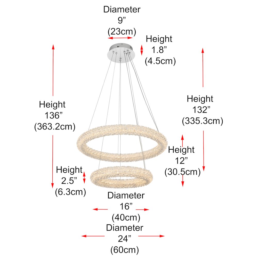 Bowen 24 inch Adjustable LED Chandelier in Chrome
