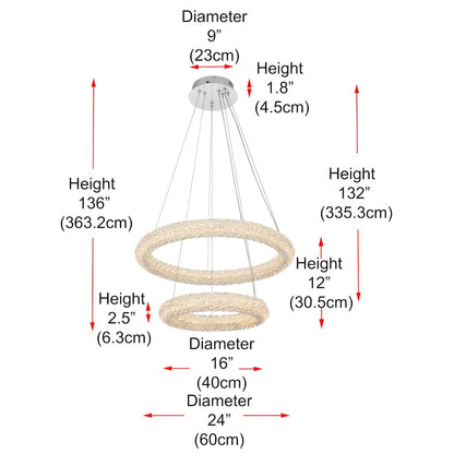 Bowen 24 inch Adjustable LED Chandelier in Chrome