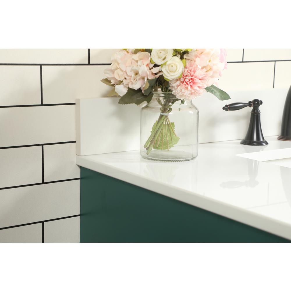 36 inch Single bathroom vanity in green with backsplash