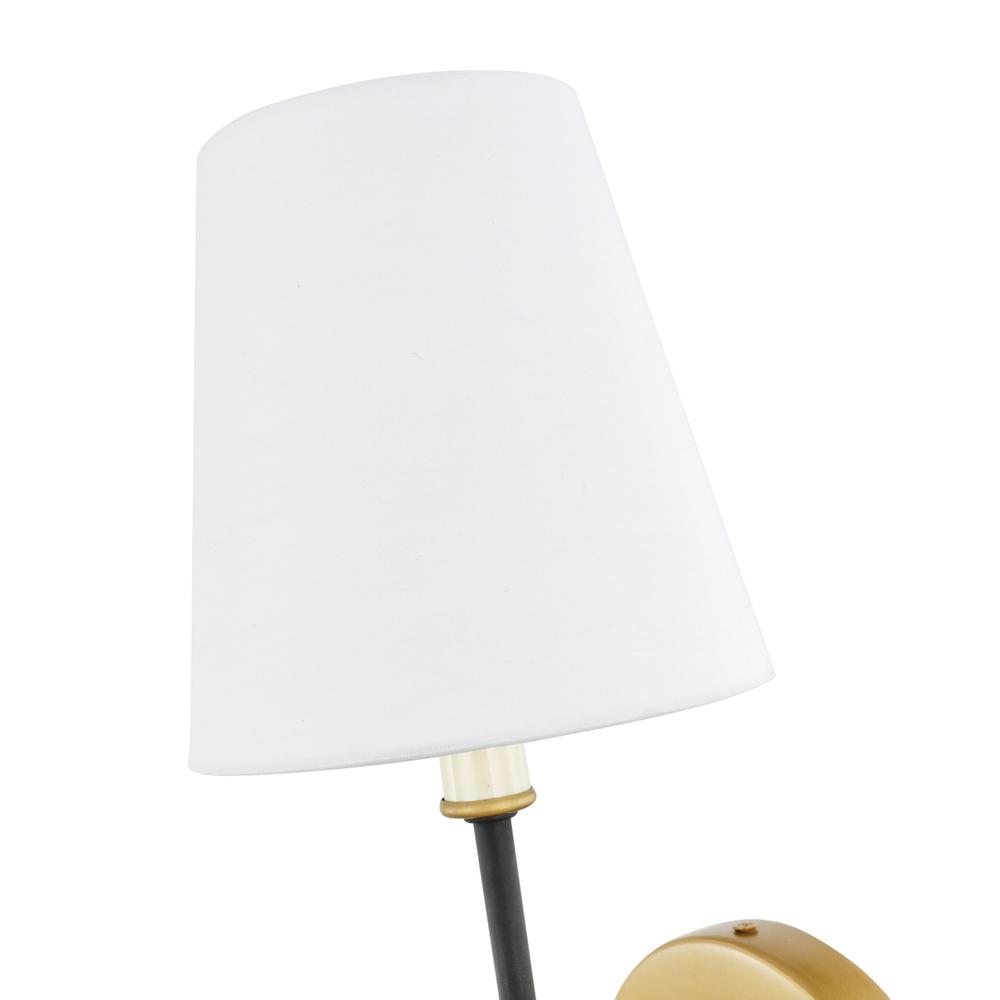 Mel 1 light Brass and Black and White shade wall sconce