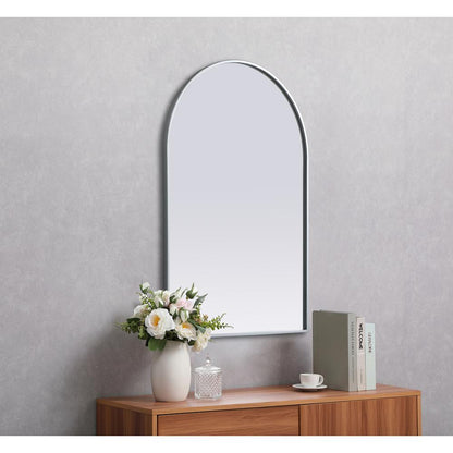 Metal Frame Arch Mirror 27x40 Inch in Silver