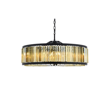 Chelsea 10 light Matte Black Chandelier Golden Teak (Smoky) Royal Cut Crystal