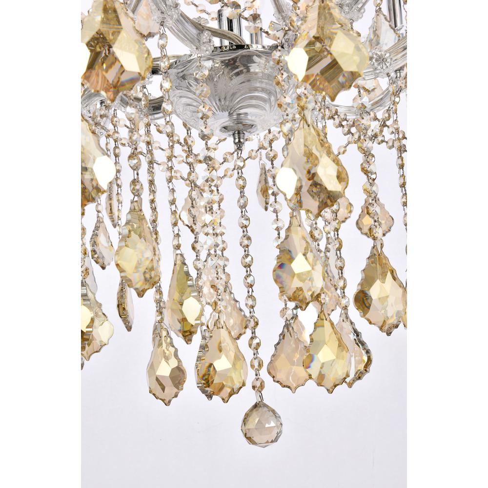 Maria Theresa 28 light Chrome Chandelier Golden Teak (Smoky) Royal Cut Crystal