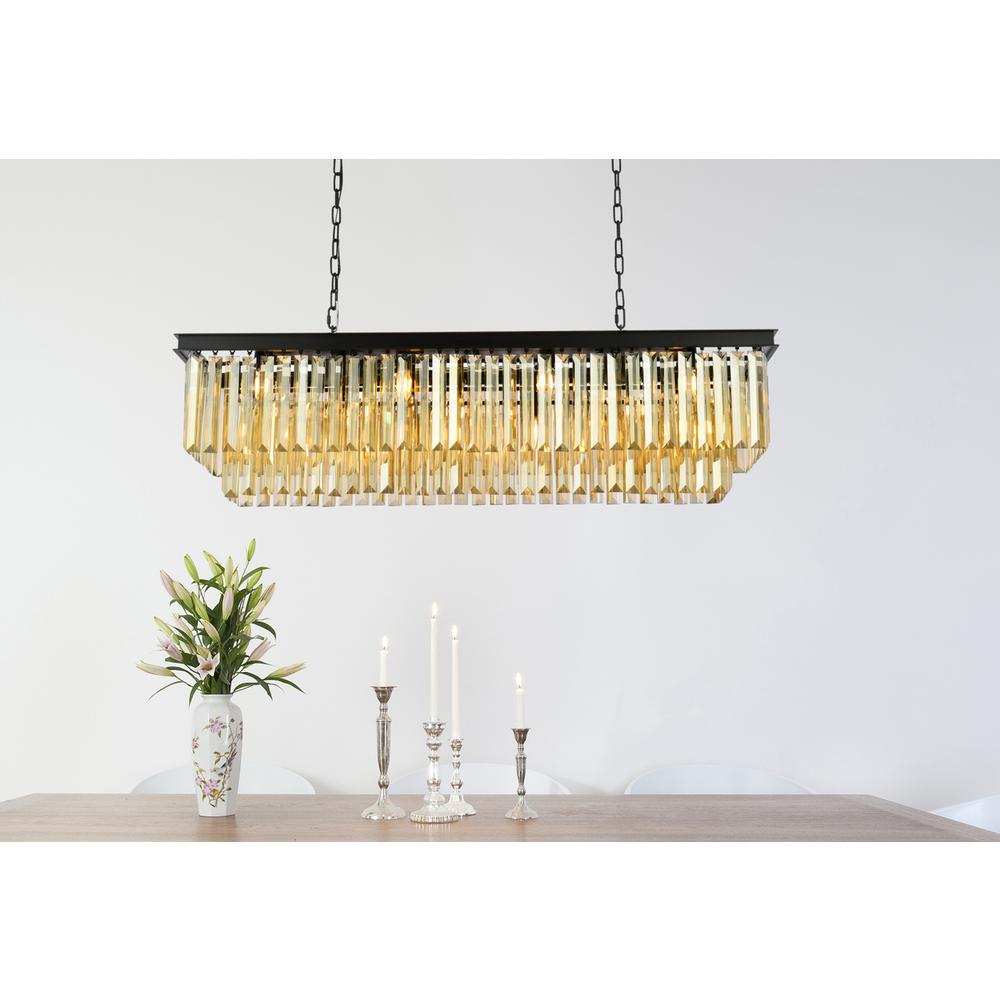 Sydney 12 light Matte Black Chandelier Golden Teak (Smoky) Royal Cut Crystal