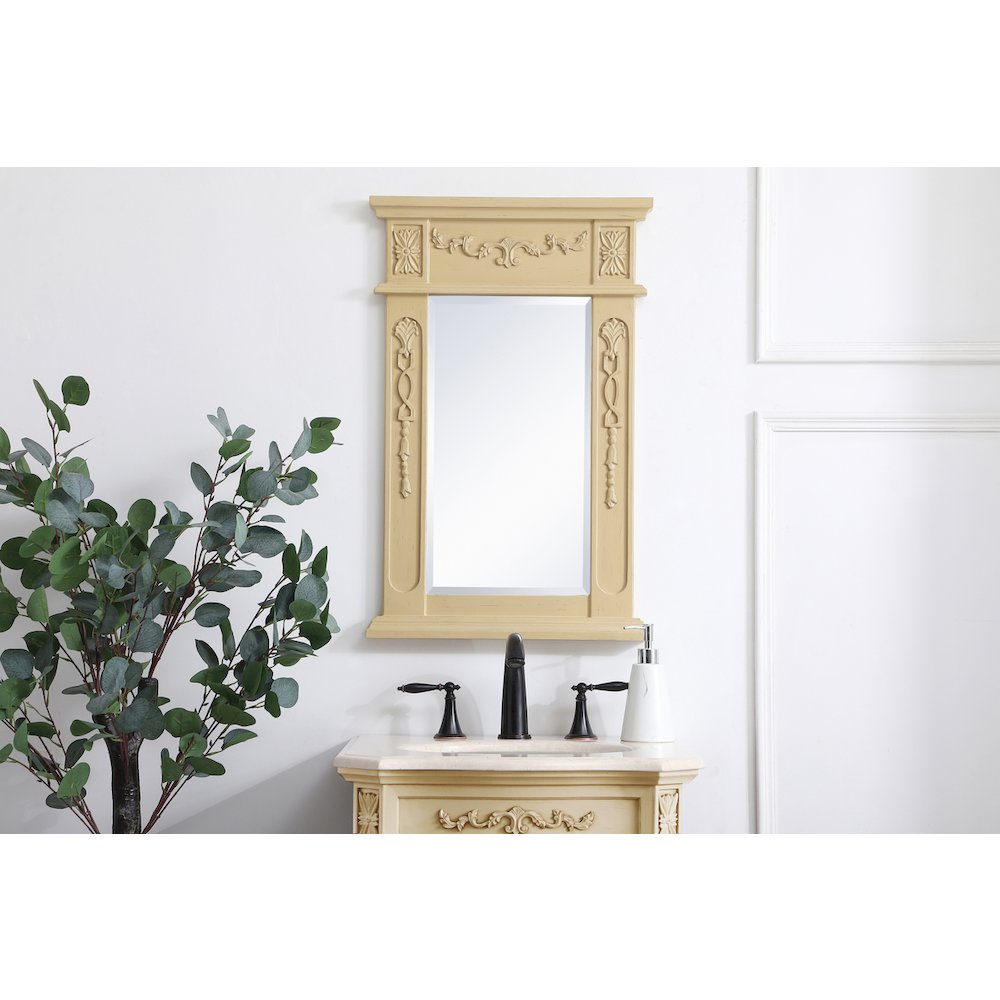 Wood Frame Mirror 18 Inch X 28 Inch In Light Antique Beige
