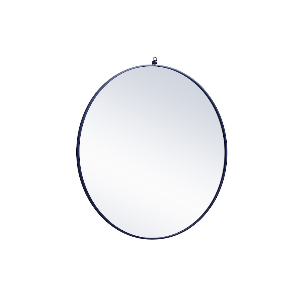 Metal Frame Round Mirror With Decorative Hook 42 Inch Blue
