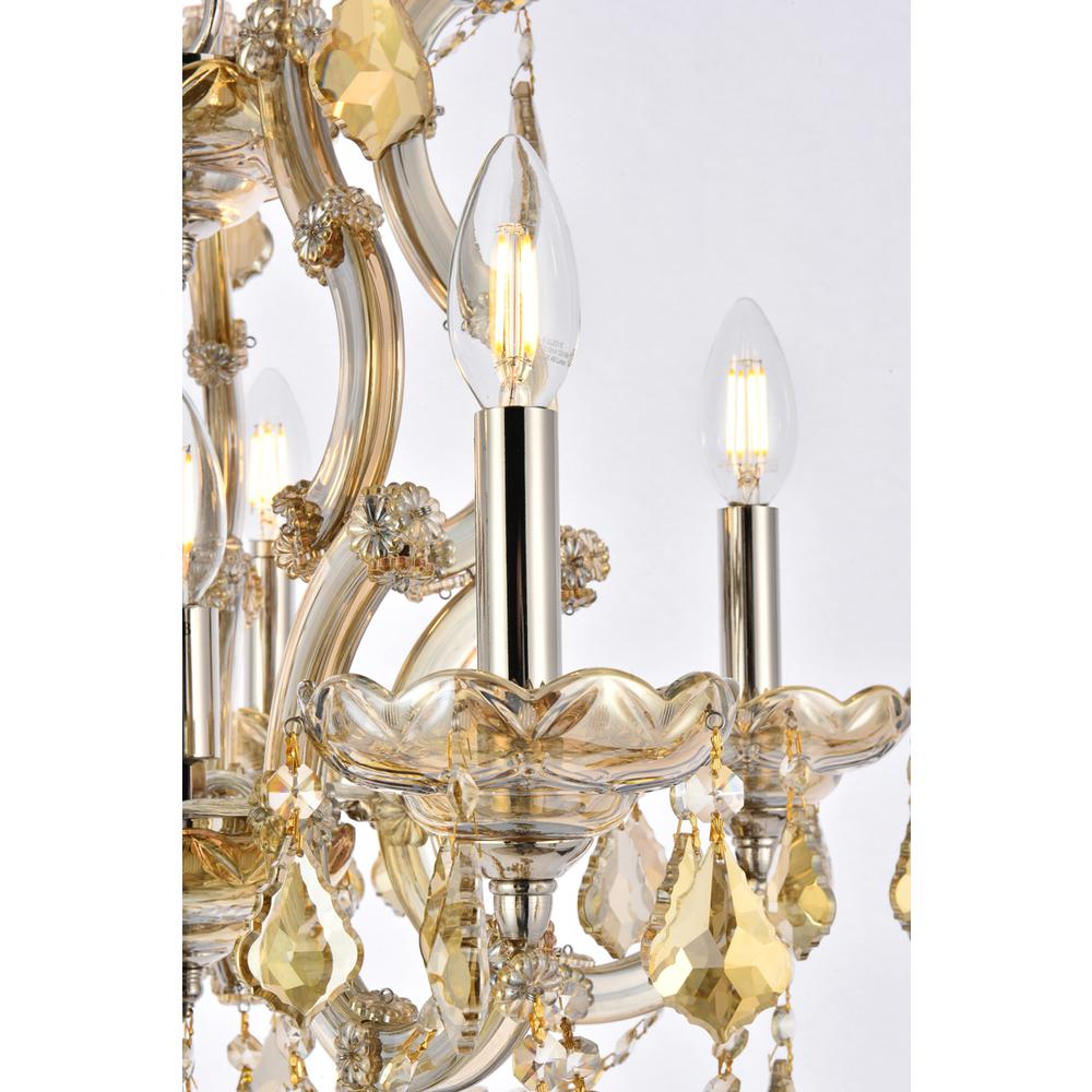 Maria Theresa 6 light Gold Pendant Golden Teak (Smoky) Royal Cut Crystal