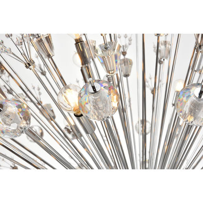 Vera 48 inch three tiers crystal starburst chandelier in chrome