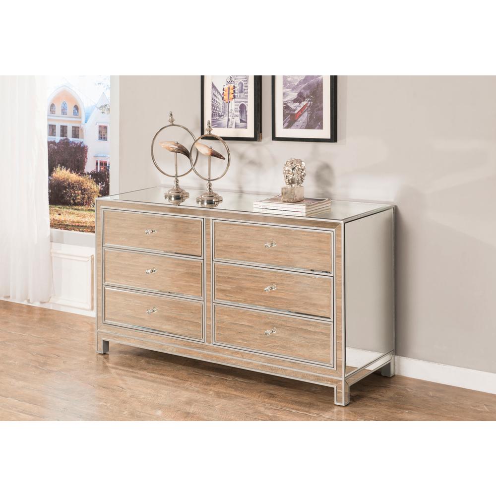 Dresser 6 drawers 60in. W x 18in. D x 32in. H in antique silver paint