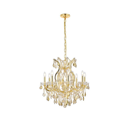 Maria Theresa 9 light Gold Chandelier Golden Teak (Smoky) Royal Cut Crystal