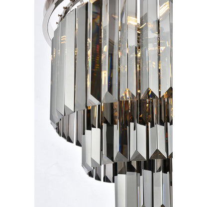 Sydney 9 light polished nickel Chandelier Silver Shade (Grey) Royal Cut Crystal