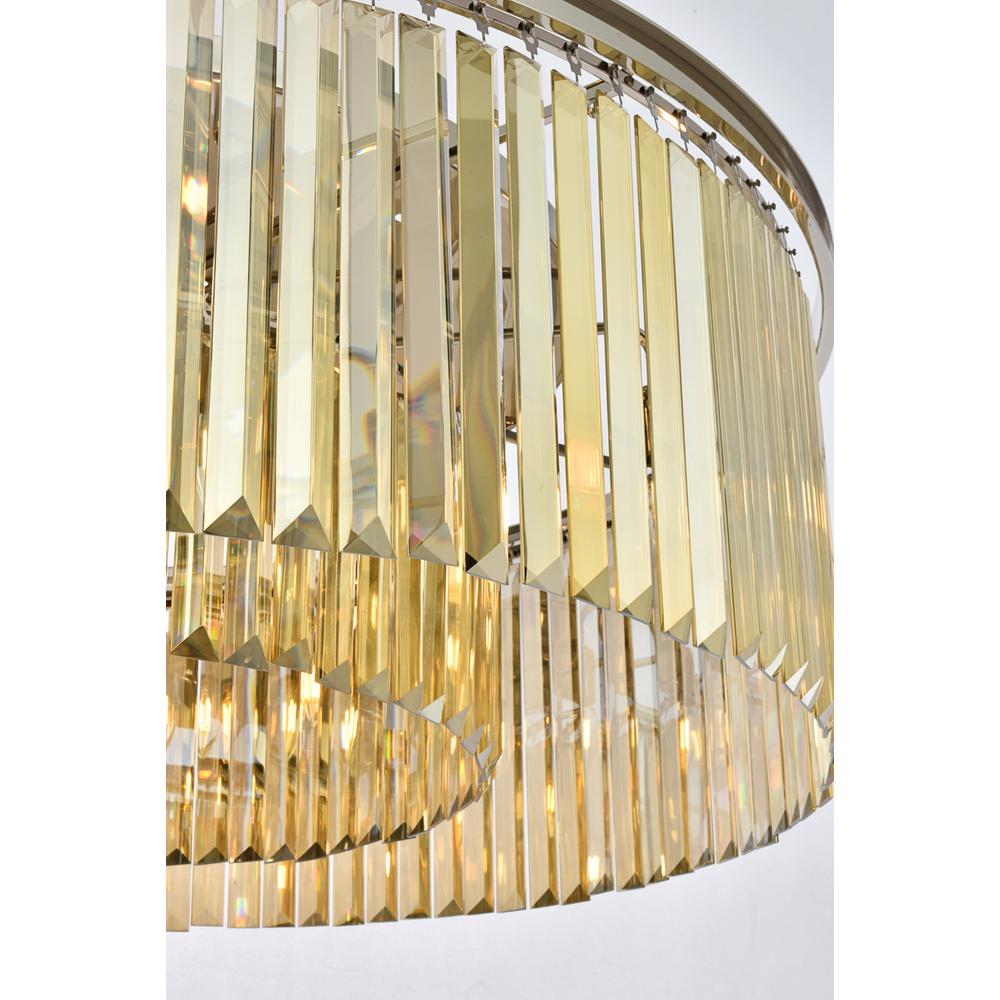 Sydney 10 light polished nickel Chandelier Golden Teak (Smoky) Royal Cut Crystal