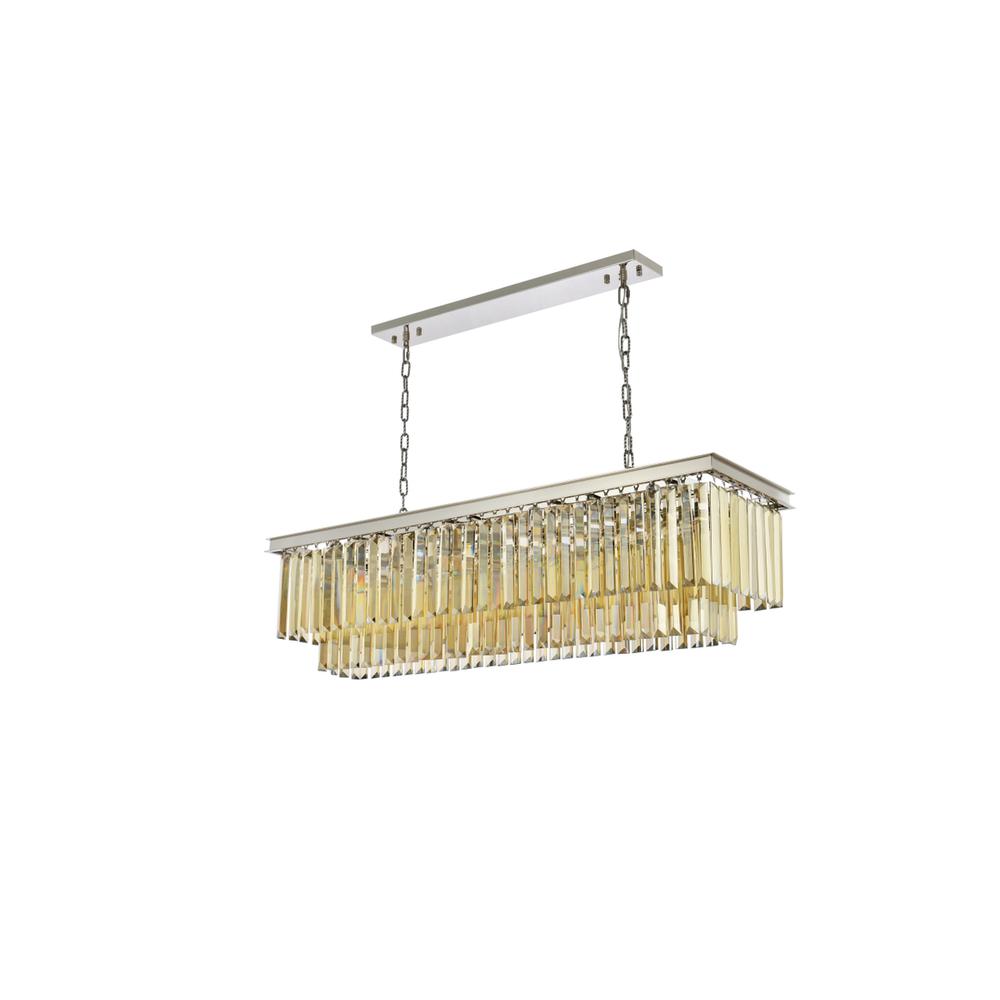 Sydney 12 light polished nickel Chandelier Golden Teak (Smoky) Royal Cut Crystal