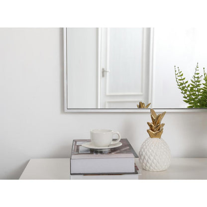 Metal frame rectangle mirror 27 inch in silver