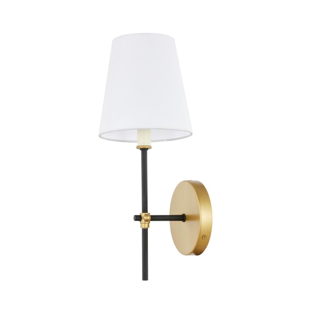 Mel 1 light Brass and Black and White shade wall sconce