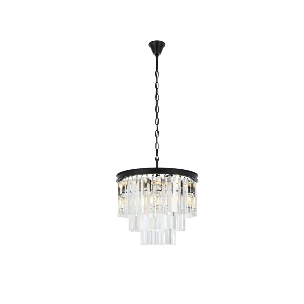 Sydney 9 light Matte Black Chandelier Clear Royal Cut Crystal
