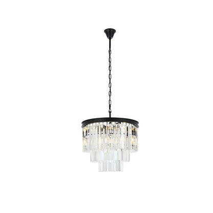 Sydney 9 light Matte Black Chandelier Clear Royal Cut Crystal