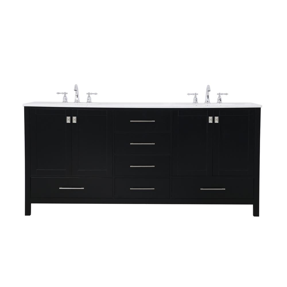 72 inch Double Bathroom Vanity in Black