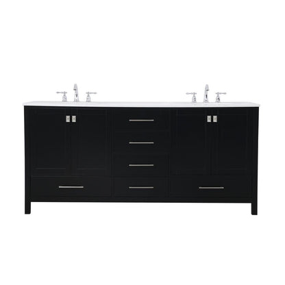 72 inch Double Bathroom Vanity in Black