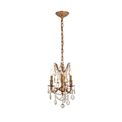 Rosalia 3 light French Gold Pendant Golden Teak (Smoky) Royal Cut Crystal