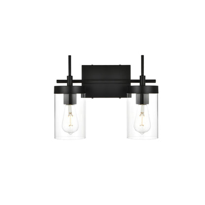 Benny 2 light Black and Clear Bath Sconce