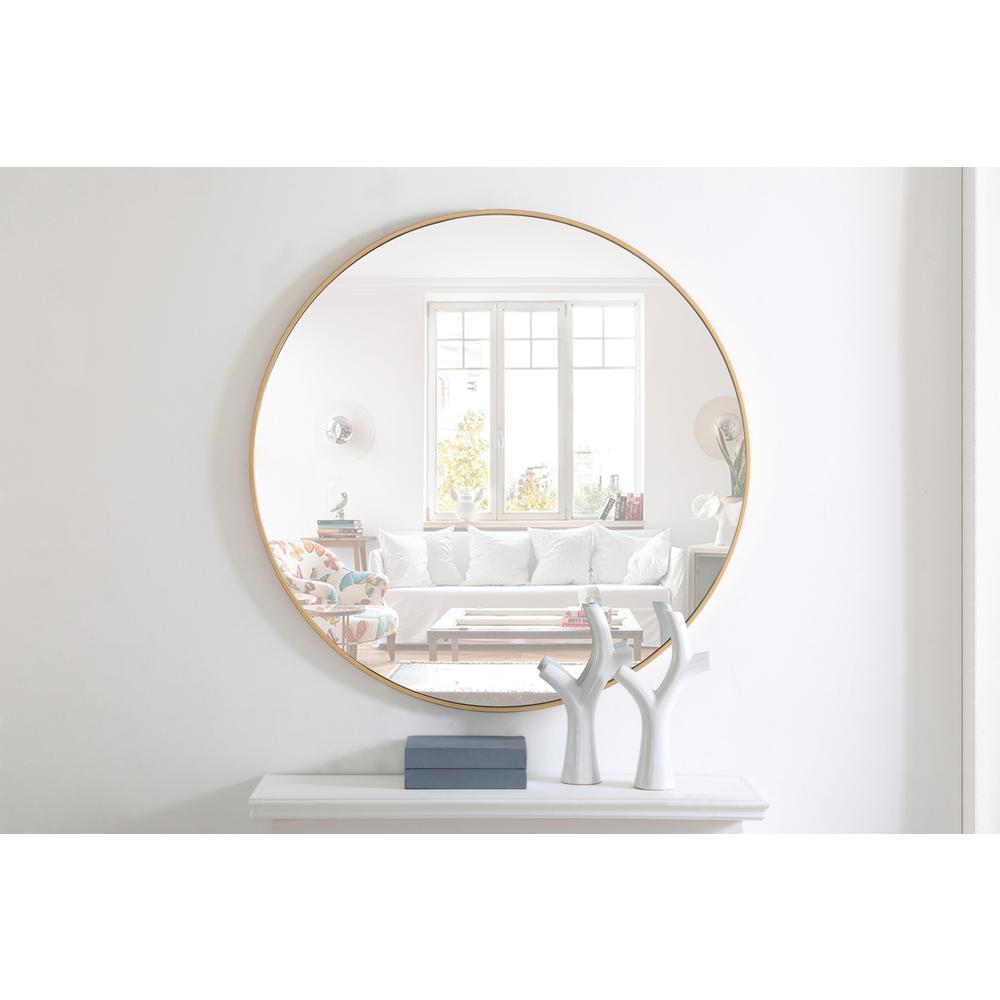 Metal frame Round Mirror 42 inch Brass finish