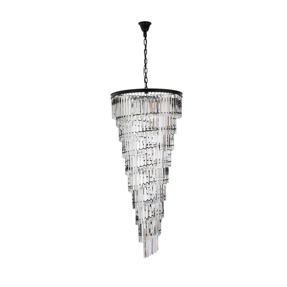 Sydney 30 inch spiral crystal chandelier in matte black