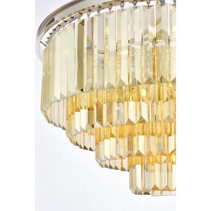 Sydney 17 light polished nickel Chandelier Golden Teak (Smoky) Royal Cut Crystal