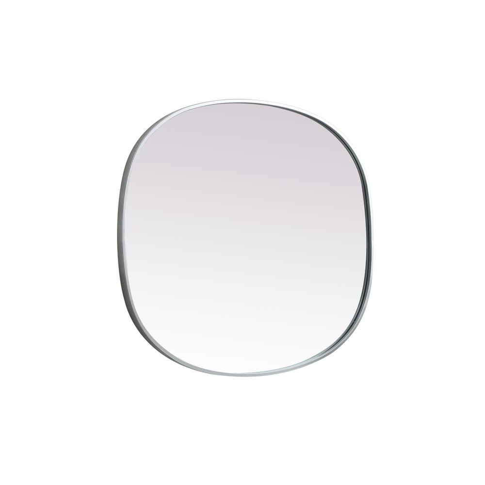 Metal Frame Oval Mirror 30x36 Inch in Silver